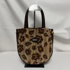 フェイラー ハンドバッグ 巾着 レオパード シュニール織り ブラウン