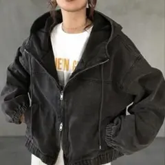 SHEIN デニム ジャケット 黒デニム ジャンパー ブルゾン GRL wego