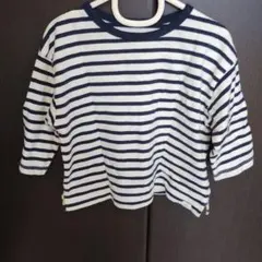 ビームスミニベビー 七分袖Tシャツ ボーダー ネイビーのサムネイル
