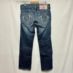 トゥルーレリジョン　デニムパンツ　34　ウォッシュブルー DEEP BLUE テーパードジーンズ ディープブルー ワイドルーズ