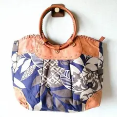 ★未使用★ ショルダーバッグ トートバッグ 布 レザー 異素材 花柄