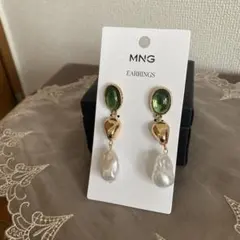 MNG グリーンパールドロップピアス