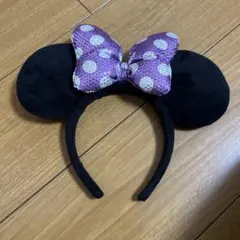 Disney ディズニー　ミニーカチューシャ　パープル　スパンコール