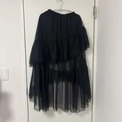 GRL アシンメトリーティアードチュールスカート 黒