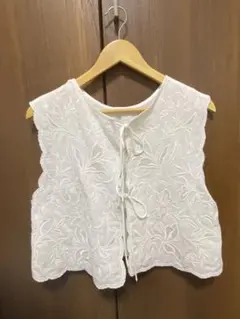 GLOBAL WORK 刺繍レースベスト ホワイトのサムネイル