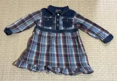 HOWDY DOODY チェック柄 長袖ワンピース デニム切り替え 95サイズ