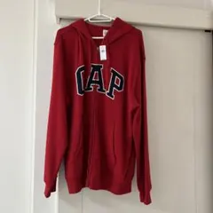 gap リラックス GAPロゴ ジップアップパーカー　レッド Ｌ