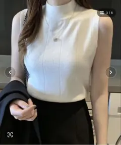ノースリーブ ニット ベスト ホワイトのサムネイル