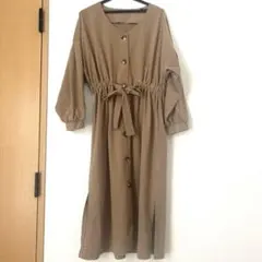 チャオパニック　ロングワンピース ベージュ　ブラウン　長袖
