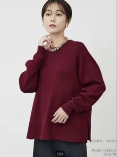 プラステ　今期ウールミックススムースクルーネックセーター