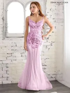 JEAN MACLEAN ピンクスパンコール刺繍マーメイドドレス