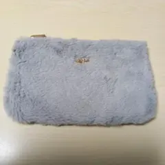 AHKAH　グレー ファーポーチ ゴールドジッパー