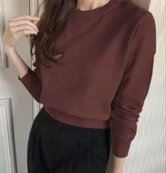 トップス　ニット　バーガンディー色