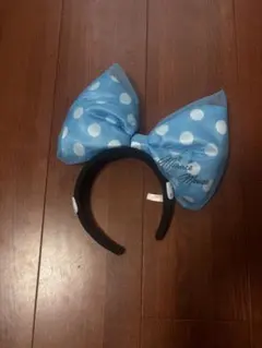 ミニー　水玉リボン　カチューシャ　水色