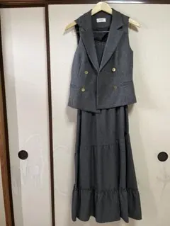 SNIDEL スタンダードジレ&プリーツバリエキャミワンピセット