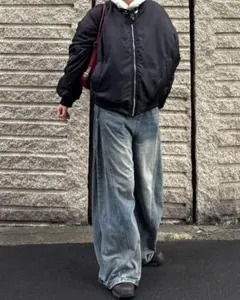 レトロウォッシュワイドレッグパンツ K1042