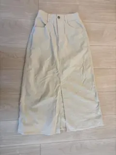 【美品】GU ジーユー　コーデュロイAラインロングスカート　ナチュラル　Mサイズ