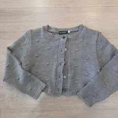 BeBe グレー ドット編み カーディガン ボレロ120