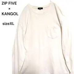 ZIP FIVE×KANGOL コラボTシャツ XL 白 袖口ワンポイントのサムネイル