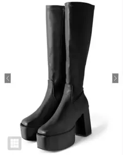 GRL 23.0cm レザーチャンキーヒールロングブーツ ci415 厚底