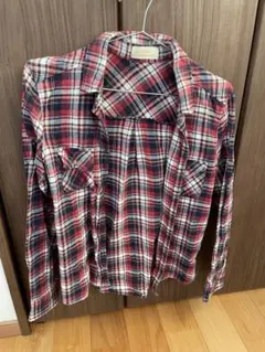 赤青チェック 長袖シャツ　レディース　秋服　チェック　赤チェック