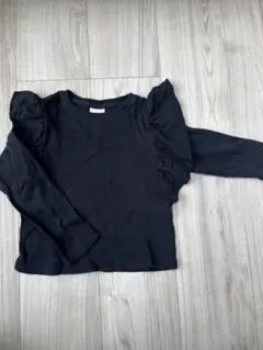 ZARA ブラック フリル長袖シャツ 7サイズ