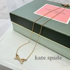 kate spade ネックレス ゴールド リボンモチーフ 美品 ラインストーン