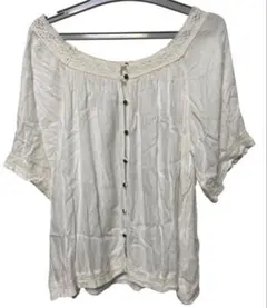 ホワイト レース襟 半袖ブラウス