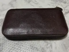 IL BISONTE 長財布 ラウンドファスナー レザー ダークブラウンボルドー