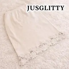 ジャスグリッティー JUSGLITTY 刺繍レーススカート ホワイト 花柄
