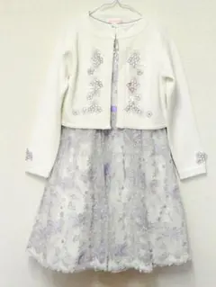 メゾピアノ 花柄刺繍ワンピース 130cm ニットボレロ L　ドレス　フォーマルのサムネイル