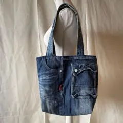 ハンドメイド　デニムリメイク　トートバッグ