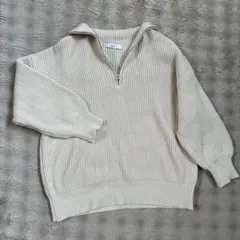 Discoat リブ編みセーター　セーラー風アイボリーFサイズ
