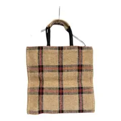 TARANGO チェック柄 ジュート麻 トートバッグ