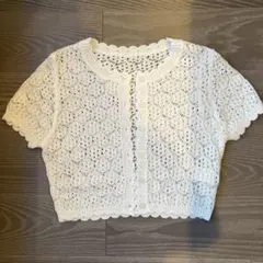 【新品】SHEIN 半袖カーディガン ホワイト S