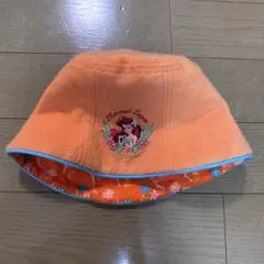 ディズニー アリエル刺繍オレンジバケットハット　子供用帽子