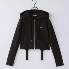 【nui nullu】ガーターリブダブルジップパーカー チャコールグレー