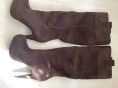 ブラウン スエード ロングブーツ M ESPERANZA