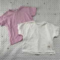 【8973】ZARA ユニクロ　Tシャツ　2枚セット ピンク　ホワイト　90のサムネイル