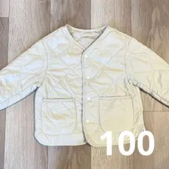 ユニクロUNIQLOアイボリー キルティングジャケット 100cm アウター