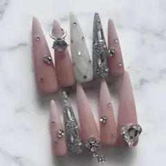 ロングネイルチップ ギャル 清楚 ベイビーブーマー キラキラ 埋めつくし