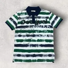 Desigual デシグアル ロゴワッペン ポロシャツ 半袖 ボーダー 個性的のサムネイル