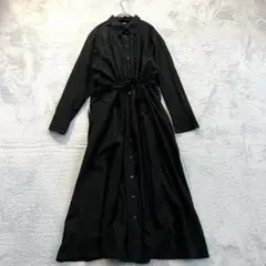 美品【ユニクロ】（XL）シャツワンピース ブラック 大きいサイズ