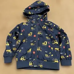 働く車 ショベルカークレーン車トラック柄フード付きジャケット