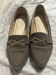 美品　グレー　スエード風 ローファー　Mサイズ