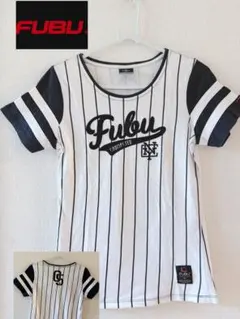 FUBU フブ ベースボールTシャツ ピンストライプ ホワイト ネイビー XLのサムネイル