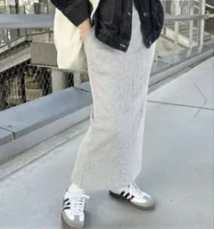 ♡新品未使用♡タグ付き♡andme♡セルフカットリブロングタイトスカート♡