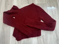 CHICO 赤 長袖 ニット セーター ワンショルダー