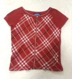 希少カラーBURBERRY バーバリーブルーレーベル ニット ジップアップ 半袖のサムネイル