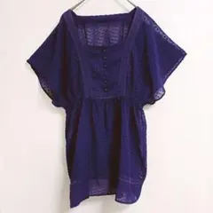 組曲　レディース　半袖トップス チュニック シースルー ドット サイズ2 M